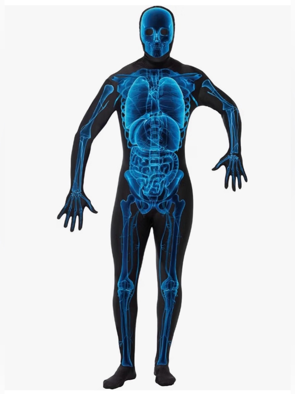 X Ray, Second Skin Suit Adult Costume, Men Size Large 42-44, Concealed fly